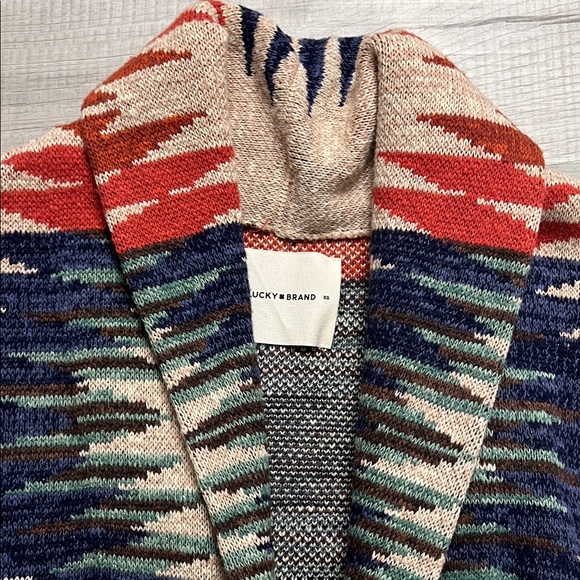 Lucky Brand Aztec Patterned Shawl Collar Sweater XS - Picture 3 of 11